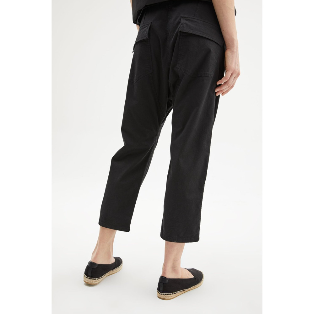 Nili Lotan M Elastic Waist Casablanca Pants $395 Crop Cotton Jet Black NWT - Picture 7 of 14